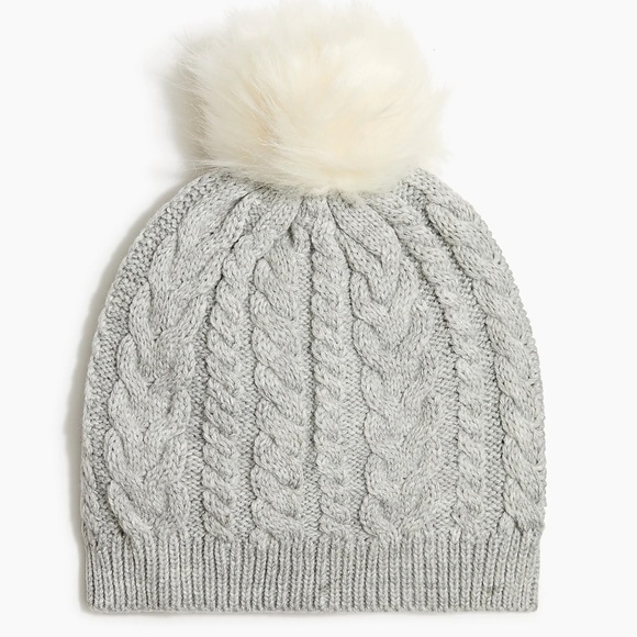 NWT J. Crew Knit Hat With Faux-fur Pom-Pom